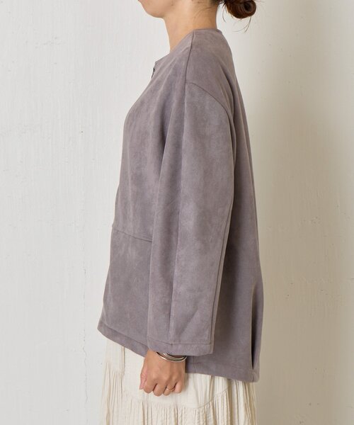 Jena espace merveilleux（ジェナ　エスパスメルヴェイユ）の「スエードコクーンコート（その他アウター・レディース・ベージュ/グレー・FREE）」の4枚目の写真