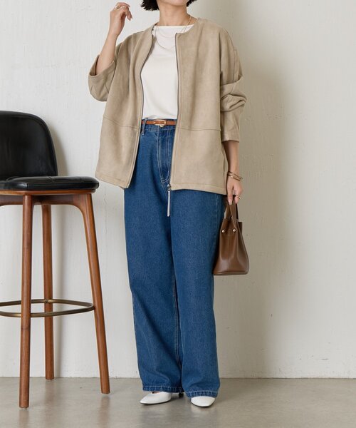 Jena espace merveilleux（ジェナ　エスパスメルヴェイユ）の「スエードコクーンコート（その他アウター・レディース・ベージュ/グレー・FREE）」の12枚目の写真