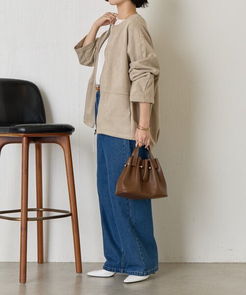 Jena espace merveilleux（ジェナ　エスパスメルヴェイユ）の「スエードコクーンコート（その他アウター・レディース・ベージュ/グレー・FREE）」の13枚目の写真