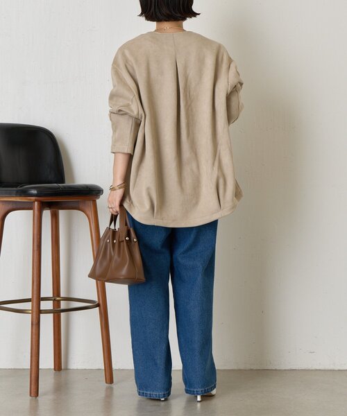 Jena espace merveilleux（ジェナ　エスパスメルヴェイユ）の「スエードコクーンコート（その他アウター・レディース・ベージュ/グレー・FREE）」の14枚目の写真