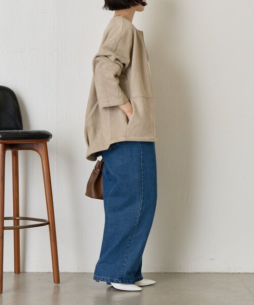 Jena espace merveilleux（ジェナ　エスパスメルヴェイユ）の「スエードコクーンコート（その他アウター・レディース・ベージュ/グレー・FREE）」の15枚目の写真