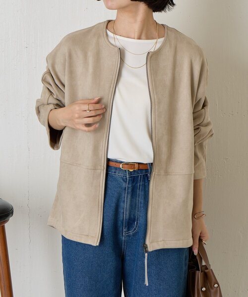 Jena espace merveilleux（ジェナ　エスパスメルヴェイユ）の「スエードコクーンコート（その他アウター・レディース・ベージュ/グレー・FREE）」の16枚目の写真