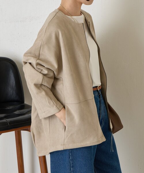 Jena espace merveilleux（ジェナ　エスパスメルヴェイユ）の「スエードコクーンコート（その他アウター・レディース・ベージュ/グレー・FREE）」の19枚目の写真