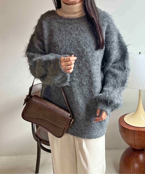 apres jour clair(アプレジュールクレア)の「【apres jour clair】シャギーレースアップニットカーディガン(カーディガン/ボレロ・レディース・グレー/クリーム/キャメル/ピンク系その他/ブラウン系その他/ベージュ/ピンク/グリーン/イエロー・フリー/X-LARGE)」の16枚目の写真