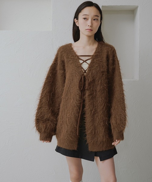 apres jour clair(アプレジュールクレア)の「【apres jour clair】シャギーレースアップニットカーディガン(カーディガン/ボレロ・レディース・グレー/クリーム/キャメル/ピンク系その他/ブラウン系その他/ベージュ/ピンク/グリーン/イエロー・フリー/X-LARGE)」の17枚目の写真