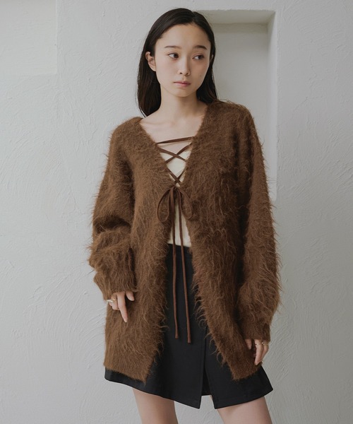 apres jour clair(アプレジュールクレア)の「【apres jour clair】シャギーレースアップニットカーディガン(カーディガン/ボレロ・レディース・グレー/クリーム/キャメル/ピンク系その他/ブラウン系その他/ベージュ/ピンク/グリーン/イエロー・フリー/X-LARGE)」の21枚目の写真