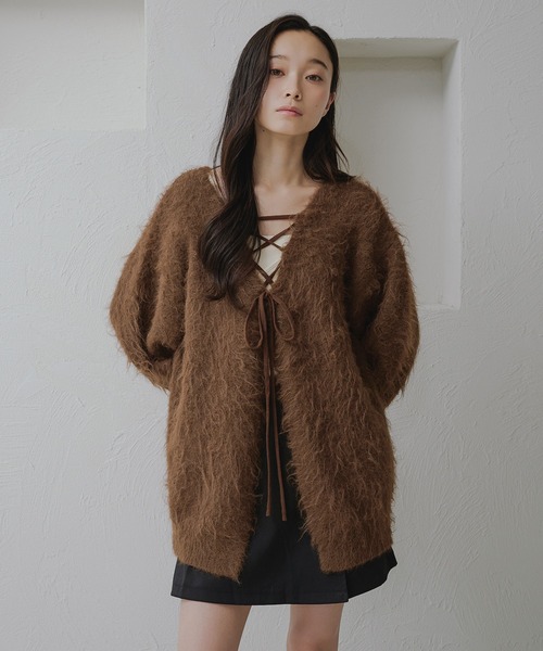 apres jour clair(アプレジュールクレア)の「【apres jour clair】シャギーレースアップニットカーディガン(カーディガン/ボレロ・レディース・グレー/クリーム/キャメル/ピンク系その他/ブラウン系その他/ベージュ/ピンク/グリーン/イエロー・フリー/X-LARGE)」の19枚目の写真