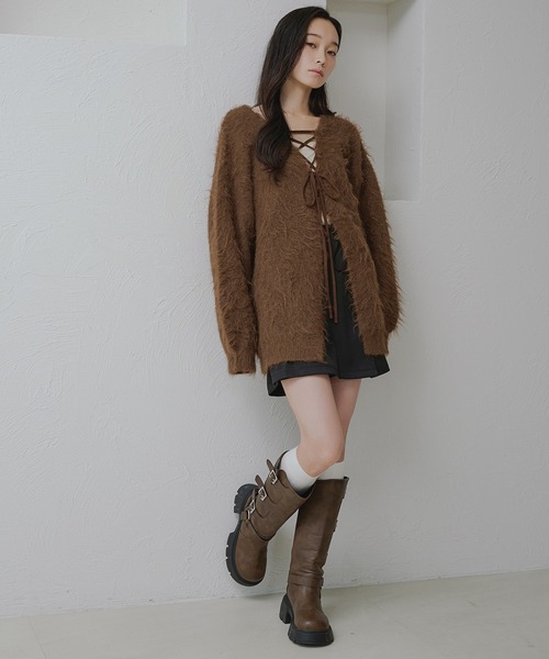 apres jour clair(アプレジュールクレア)の「【apres jour clair】シャギーレースアップニットカーディガン(カーディガン/ボレロ・レディース・グレー/クリーム/キャメル/ピンク系その他/ブラウン系その他/ベージュ/ピンク/グリーン/イエロー・フリー/X-LARGE)」の22枚目の写真