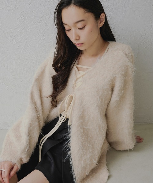 apres jour clair(アプレジュールクレア)の「【apres jour clair】シャギーレースアップニットカーディガン(カーディガン/ボレロ・レディース・グレー/クリーム/キャメル/ピンク系その他/ブラウン系その他/ベージュ/ピンク/グリーン/イエロー・フリー/X-LARGE)」の20枚目の写真