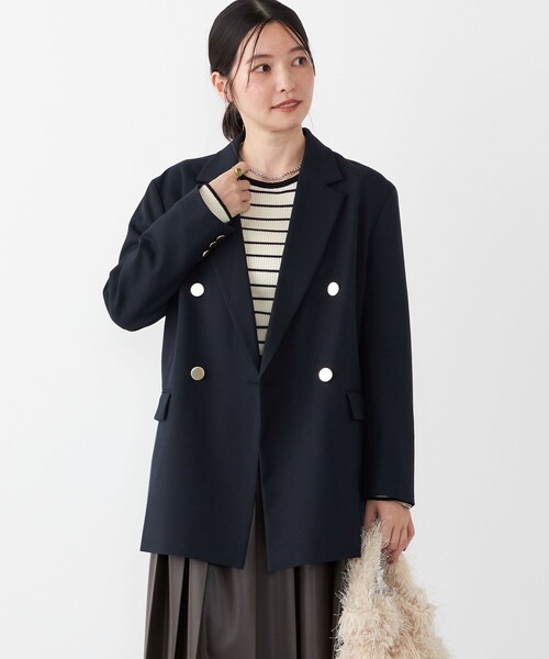 SHIPS Colors（シップス カラーズ）の「SHIPS Colors:〈手洗い可〉ボーダー リブ クルーネック ニット◇（ニット/セーター・レディース・オフホワイト/ブラウン/グレー・ONE SIZE）」の20枚目の写真