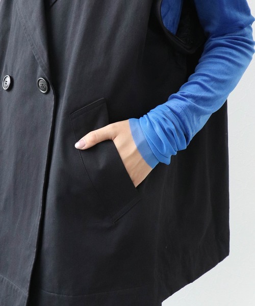 Three Four Time（ｽﾘｰﾌｫｰﾀｲﾑ）の「MA-1スリーブビッグカラーハーフコート（ブルゾン・レディース・ベージュ/ブラック・FREE）」の9枚目の写真