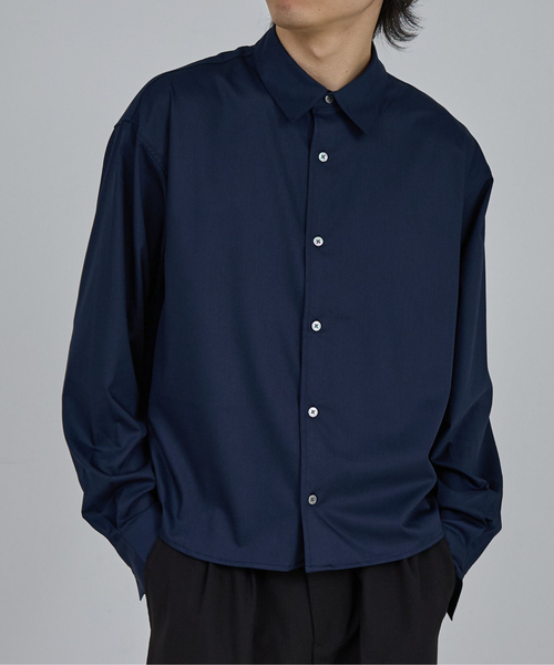 AH ABAHOUSE（エーエイチアバハウス）の「LONG SLEEVE CROPPED SHIRT / ロングスリーブ クロップドシャツ（シャツ/ブラウス・メンズ・ホワイト/チャコールグレー/ブラック/ネイビー/ブルー・46/48/44）」の4枚目の写真