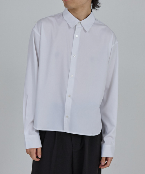 AH ABAHOUSE（エーエイチアバハウス）の「LONG SLEEVE CROPPED SHIRT / ロングスリーブ クロップドシャツ（シャツ/ブラウス・メンズ・ホワイト/チャコールグレー/ブラック/ネイビー/ブルー・46/48/44）」の2枚目の写真