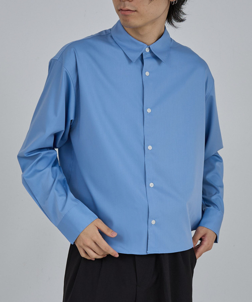 AH ABAHOUSE（エーエイチアバハウス）の「LONG SLEEVE CROPPED SHIRT / ロングスリーブ クロップドシャツ（シャツ/ブラウス・メンズ・ホワイト/チャコールグレー/ブラック/ネイビー/ブルー・46/48/44）」の5枚目の写真