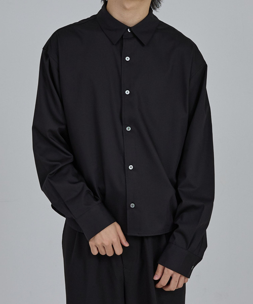 AH ABAHOUSE（エーエイチアバハウス）の「LONG SLEEVE CROPPED SHIRT / ロングスリーブ クロップドシャツ（シャツ/ブラウス・メンズ・ホワイト/チャコールグレー/ブラック/ネイビー/ブルー・46/48/44）」の3枚目の写真