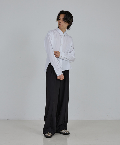 AH ABAHOUSE（エーエイチアバハウス）の「LONG SLEEVE CROPPED SHIRT / ロングスリーブ クロップドシャツ（シャツ/ブラウス・メンズ・ホワイト/チャコールグレー/ブラック/ネイビー/ブルー・46/48/44）」の13枚目の写真
