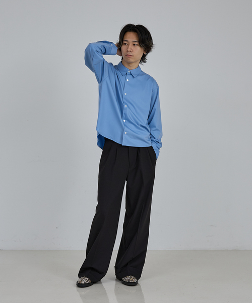 AH ABAHOUSE（エーエイチアバハウス）の「LONG SLEEVE CROPPED SHIRT / ロングスリーブ クロップドシャツ（シャツ/ブラウス・メンズ・ホワイト/チャコールグレー/ブラック/ネイビー/ブルー・46/48/44）」の17枚目の写真