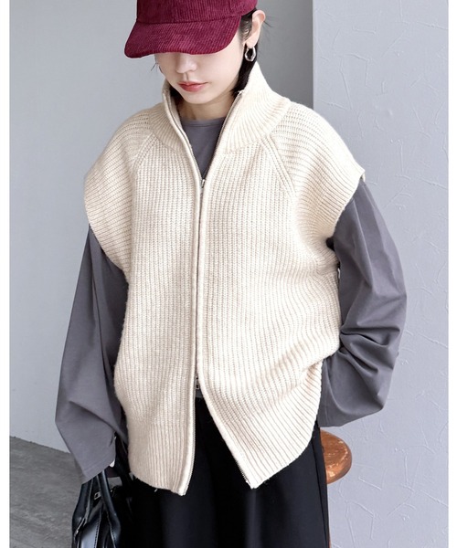 セール】ダブルジップハイネックニットベスト（ベスト）｜reca（レカ