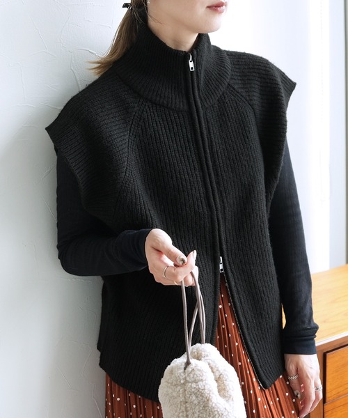 セール】ダブルジップハイネックニットベスト（ベスト）｜reca（レカ