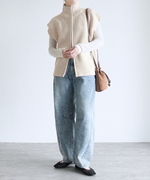 reca（レカ）の「ダブルジップハイネックニットベスト（ベスト・レディース・ブラック/オートミール/トップグレー・FREE）」の15枚目の写真