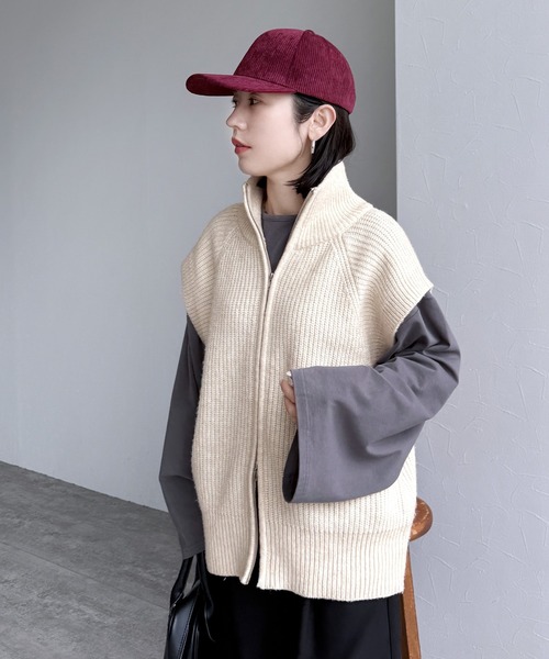 reca（レカ）の「ダブルジップハイネックニットベスト（ベスト・レディース・ブラック/オートミール/トップグレー・FREE）」の21枚目の写真