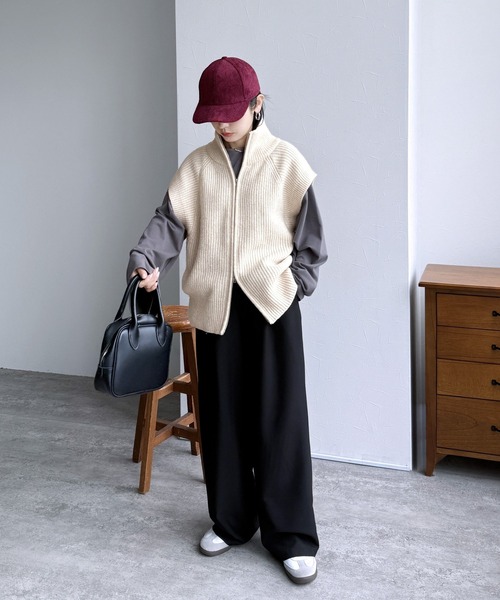 reca（レカ）の「ダブルジップハイネックニットベスト（ベスト・レディース・ブラック/オートミール/トップグレー・FREE）」の20枚目の写真