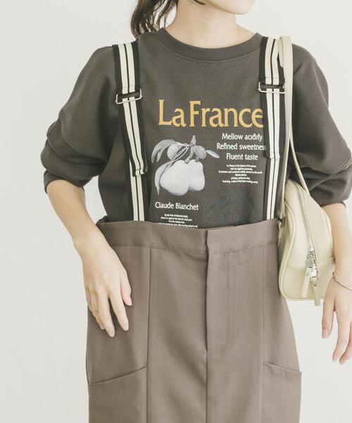 ITEMS URBANRESEARCH（アイテムズ アーバンリサーチ）の「ワッフルプリントロゴプルオーバー（Tシャツ/カットソー・レディース・アイボリー/チャコールグレー/モカ・FREE）」の2枚目の写真