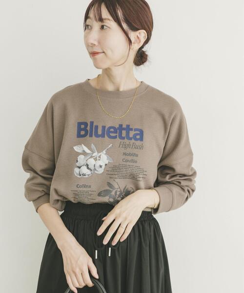 ITEMS URBANRESEARCH（アイテムズ アーバンリサーチ）の「ワッフルプリントロゴプルオーバー（Tシャツ/カットソー・レディース・アイボリー/チャコールグレー/モカ・FREE）」の3枚目の写真
