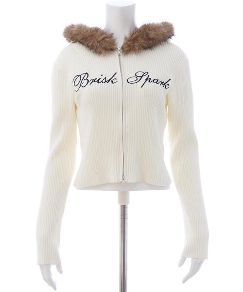 INGNI（イング）の「フェイクファー付ニットパーカー（パーカー・レディース・ブラック/オフホワイト/グレー/ブラウン・M）」の5枚目の写真