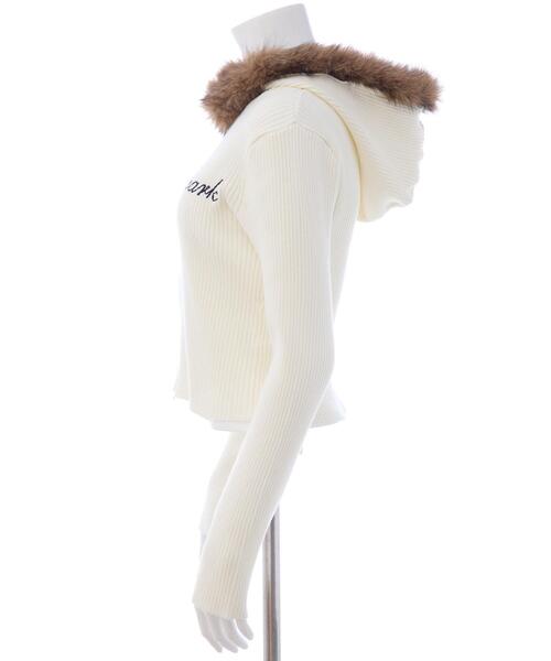 INGNI（イング）の「フェイクファー付ニットパーカー（パーカー・レディース・ブラック/オフホワイト/グレー/ブラウン・M）」の6枚目の写真