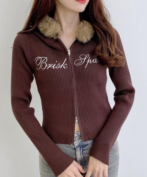 INGNI（イング）の「フェイクファー付ニットパーカー（パーカー・レディース・ブラック/オフホワイト/グレー/ブラウン・M）」の8枚目の写真