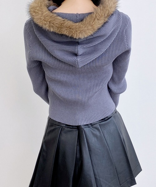 フェイクファー付ニットパーカー（パーカー）｜INGNI（イング）の