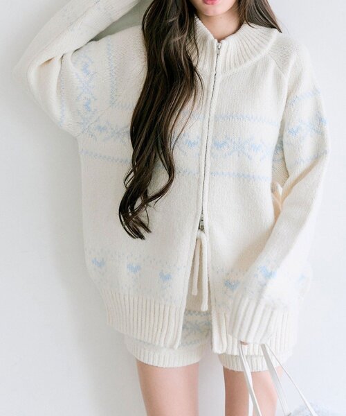 OLIVE des OLIVE(オリーブデオリーブ)の「カウチンニット(ニット/セーター・レディース・オフホワイト/トップグレー/スミクロ・FREE)」の4枚目の写真