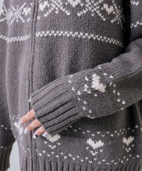OLIVE des OLIVE(オリーブデオリーブ)の「カウチンニット(ニット/セーター・レディース・オフホワイト/トップグレー/スミクロ・FREE)」の14枚目の写真