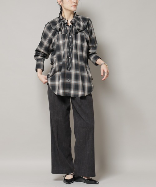 TL NUDEY 54d ブラック TLサイズ 6個セット セール】ツイードタックセミワイドパンツ(セットアップ可)（スラックス