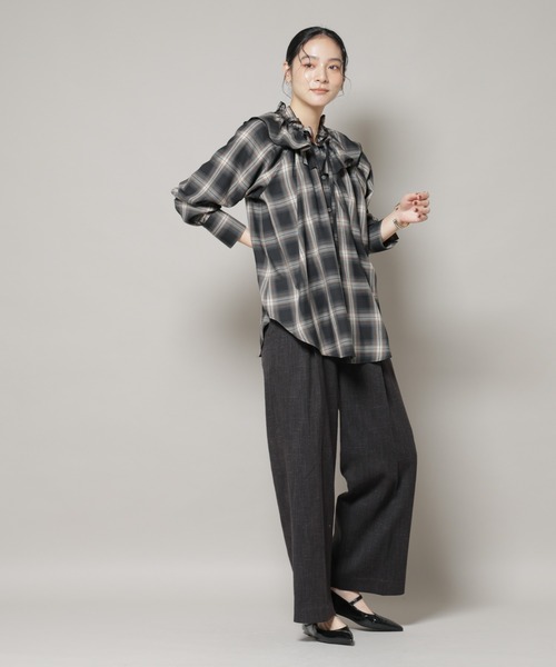 セール】ツイードタックセミワイドパンツ(セットアップ可)（スラックス