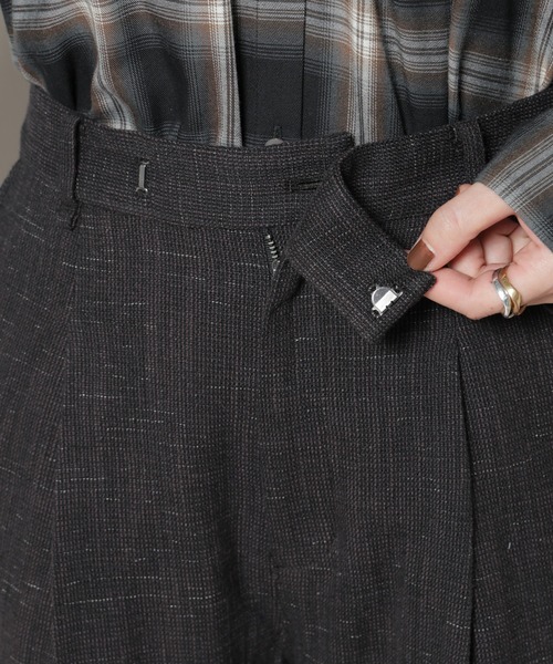 セール】ツイードタックセミワイドパンツ(セットアップ可)（スラックス