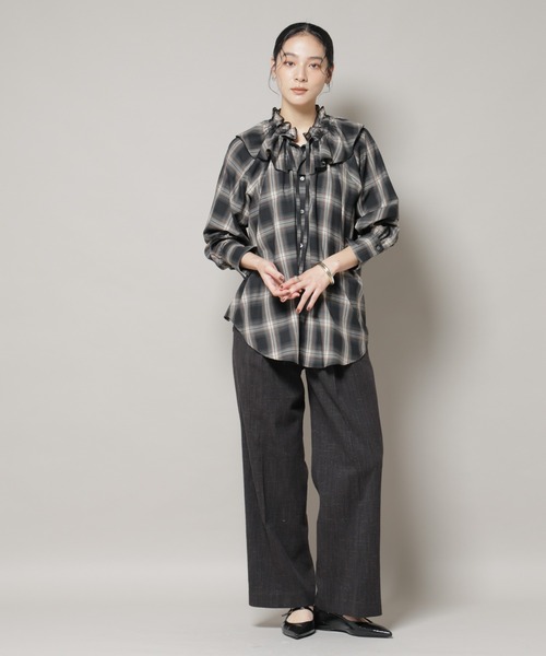 セール】ツイードタックセミワイドパンツ(セットアップ可)（スラックス