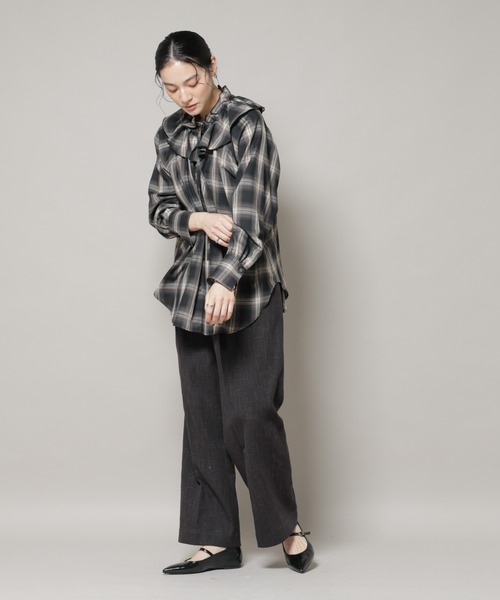 セール】ツイードタックセミワイドパンツ(セットアップ可)（スラックス