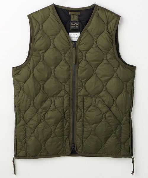 FREAK'S STORE（フリークスストア）の「限定展開 TAION/タイオン ミリタリー VネックWジップ ダウンベスト-ソフトシェル / TAION-001ALSZML-1（ダウンベスト・メンズ・ブラック/オリーブ・SMALL/MEDIUM/LARGE/X-LARGE）」の3枚目の写真