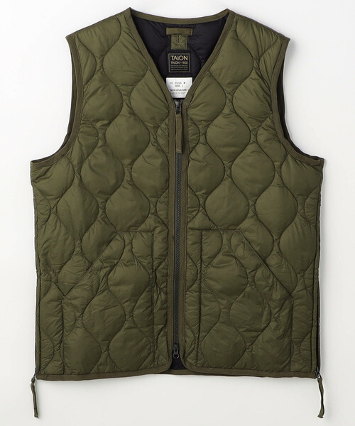 FREAK'S STORE（フリークスストア）の「限定展開 TAION/タイオン ミリタリー VネックWジップ ダウンベスト-ソフトシェル / TAION-001ALSZML-1（ダウンベスト・メンズ・ブラック/オリーブ・SMALL/MEDIUM/LARGE/X-LARGE）」の5枚目の写真