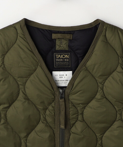 FREAK'S STORE（フリークスストア）の「限定展開 TAION/タイオン ミリタリー VネックWジップ ダウンベスト-ソフトシェル / TAION-001ALSZML-1（ダウンベスト・メンズ・ブラック/オリーブ・SMALL/MEDIUM/LARGE/X-LARGE）」の6枚目の写真