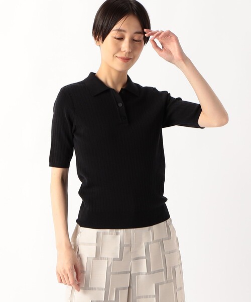 COMME CA（コムサ）の「コットンポリエステル ニットポロシャツ（ニット/セーター・レディース・ブラック・9号）」の7枚目の写真