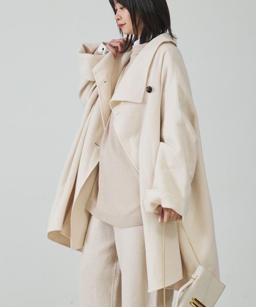 Rouge vif（ルージュヴィフ）の「【2サイズ展開】ウール混変形リバーコート / ポンチョ / マント（その他アウター・レディース・アイボリー/モカ/ダークネイビー・38/36）」の8枚目の写真