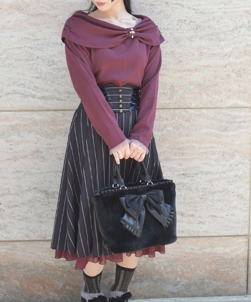 axes femme（アクシーズファム）の「ビッグリボンファーバッグ（トートバッグ・レディース・キナリ/ラベンダー/ブラック・FREE）」の4枚目の写真