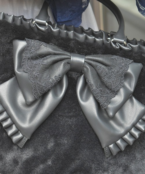 axes femme（アクシーズファム）の「ビッグリボンファーバッグ（トートバッグ・レディース・キナリ/ラベンダー/ブラック・FREE）」の7枚目の写真