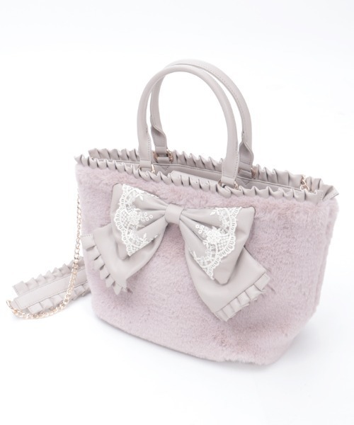 axes femme（アクシーズファム）の「ビッグリボンファーバッグ（トートバッグ・レディース・キナリ/ラベンダー/ブラック・FREE）」の10枚目の写真