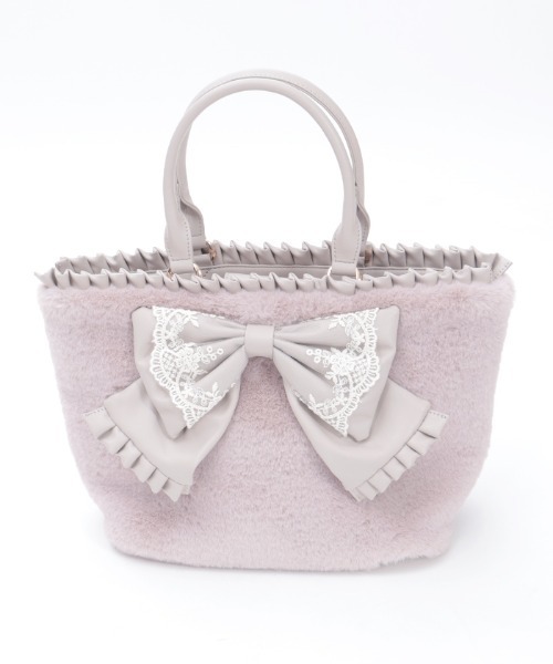 axes femme（アクシーズファム）の「ビッグリボンファーバッグ（トートバッグ・レディース・キナリ/ラベンダー/ブラック・FREE）」の11枚目の写真