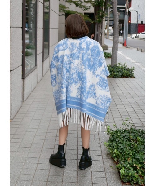 [超美品]Plage プラージュ フリンジ ポンチョ MANTECO社 ネイビー 超美品]Plage プラージュ フリンジ ポンチョ MANTECO社 ネイビー お