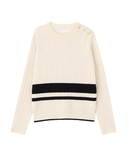 human woman(ヒューマンウーマン)の「◆ミニケーブル釦プルオーバー(ニット/セーター・レディース・ホワイト系その他3/ネイビー・MEDIUM)」の5枚目の写真